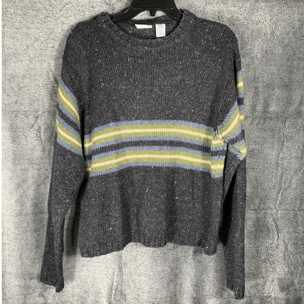 Vintage Arizona Jean Co Striped Wool Blend Sweater Womens L Cabincore Heritage
